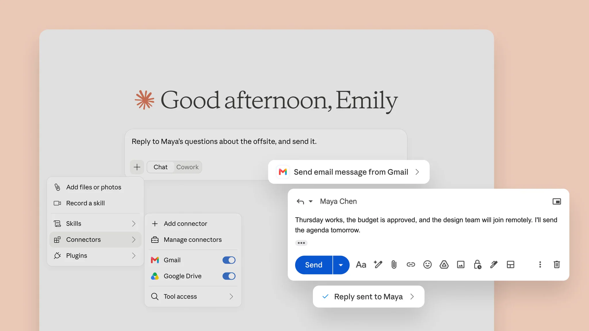 Claude 已能在 Gmail 中完成回复并发送