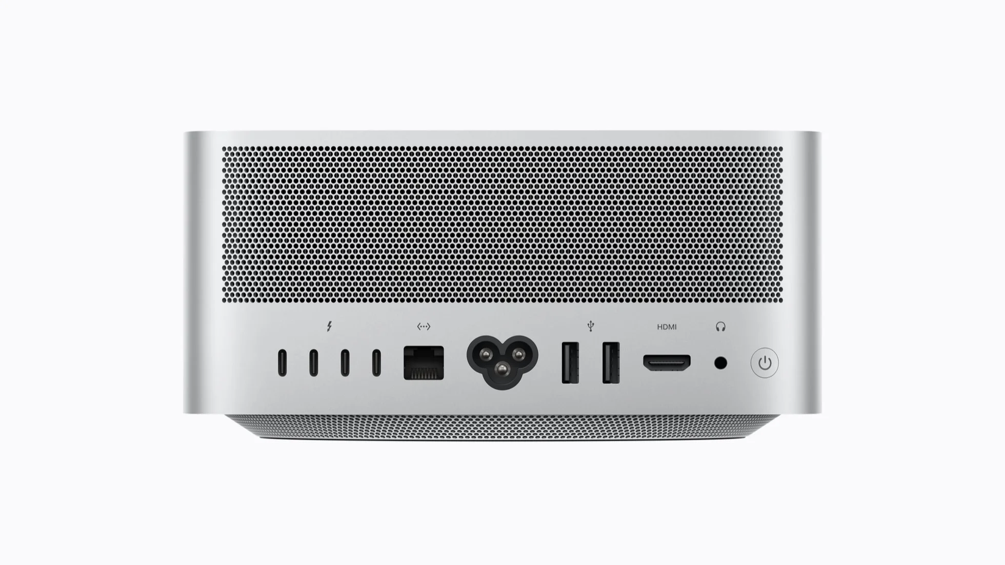 新款 Mac Studio 背部的 Thunderbolt 5 与其他接口